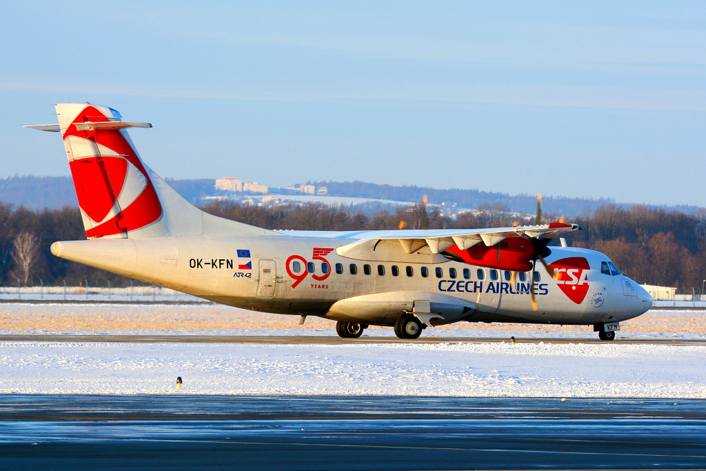 ATR42-500 OK-KFN, Czech Airlines (OK/CSA), Posledn let OK024 Praha - Ostrava, Ostrava ( OSR / LKMT ), 11.01.2019